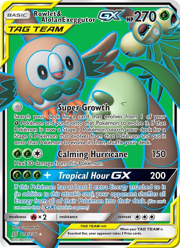 Rowlet & Alolan Exeggutor GX (UNM 214)